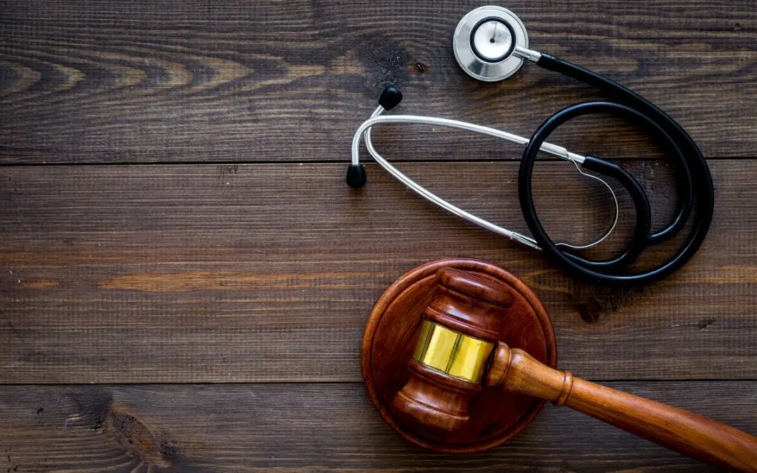 Stethoscope and gavel symbolizing personal injury cases.