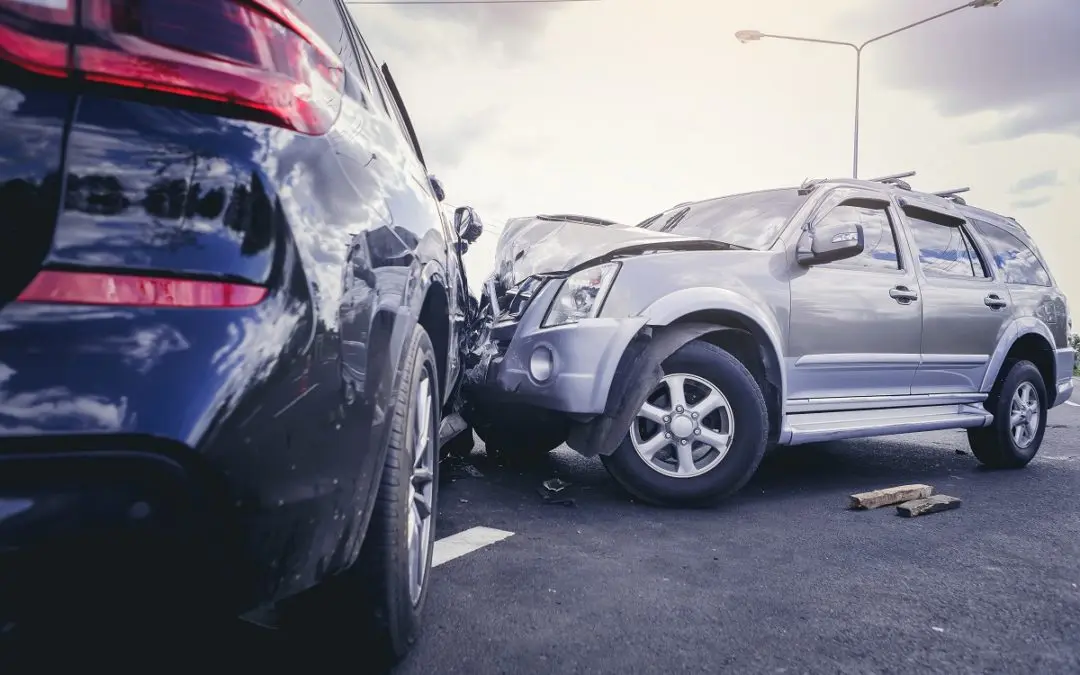 Two cars involved in a severe collision.