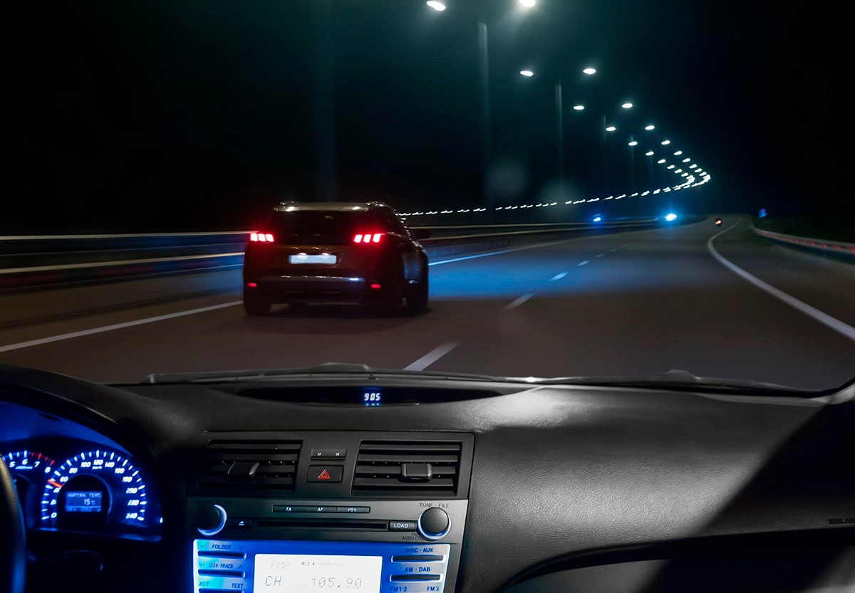 a car driving on the road