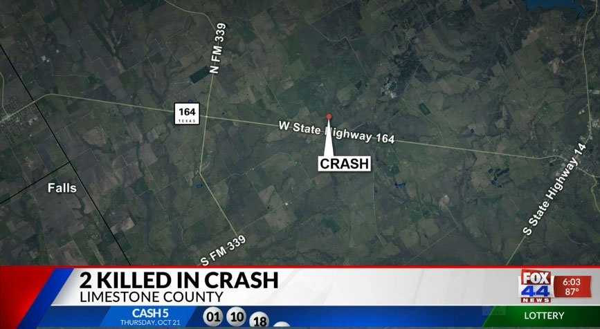 Map showing fatal crash on Highway 164.