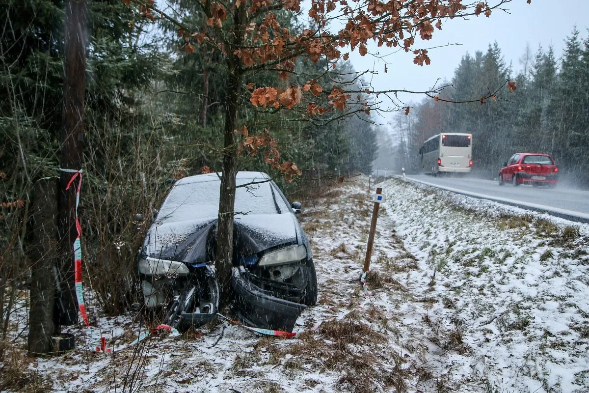 Car destroyed during the accident