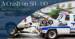 A white pickup truck is hitched to the back of a white and blue tow truck.