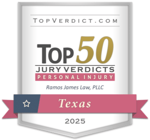Ramos James Law PLLC Top 50 Jury Verdicts Personal Injury Texas 2025 TopVerdict.com badge